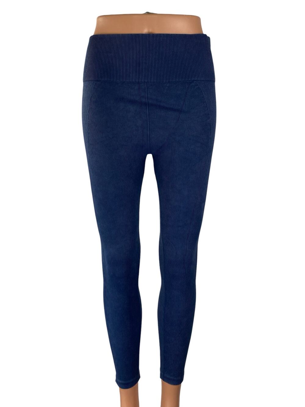 Joy Lab Womens Blue Ribbed Knit High Rise Yoga Running Athletic Leggings Pants L